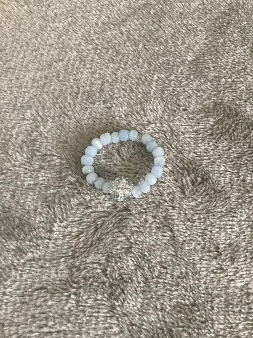 Ice blue beaded ring